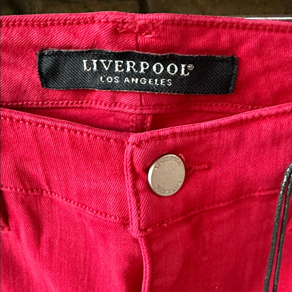 NWT Liverpool Lollipop Red Abby High Rise Ankle Skinny denim Jeans. Size 6 / 28 - Picture 2 of 9
